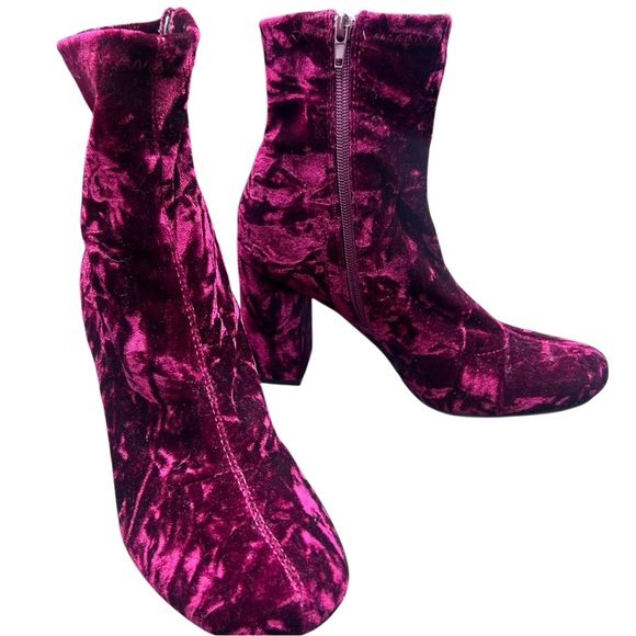 MIA Velvet Burnout Boots 8 Burgundy Whimsigoth Gothic Vamp Witchy Boho - Picture 2 of 15